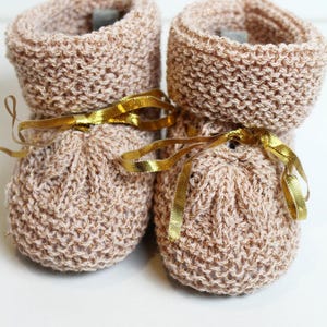 Knitted slippers, old pink color, for baby image 2