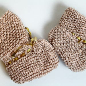 Knitted slippers, old pink color, for baby image 3