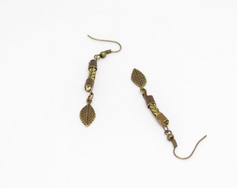 Bronze log earrings