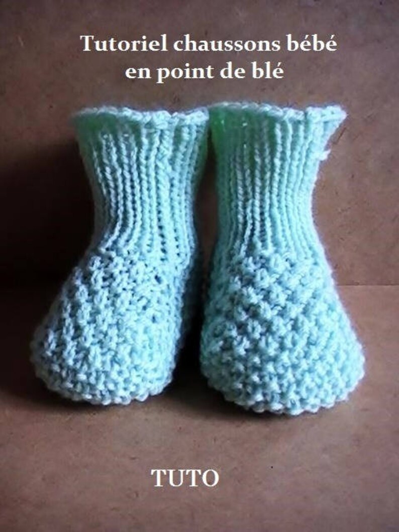 Tutoriel des chaussons bébé tricotés en point de blé image 2