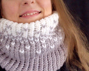 Snood ou tour de cou neige gris & blanc