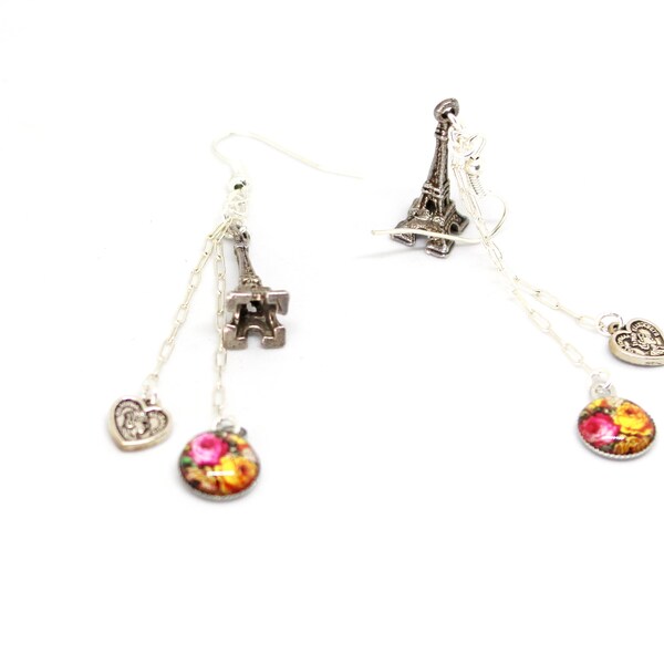 Boucles d'oreilles Paris fleuri