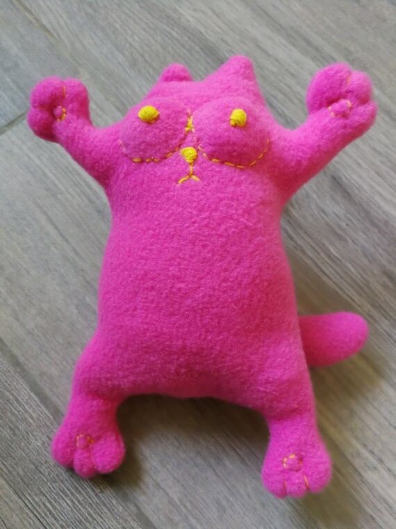chat rose peluche
