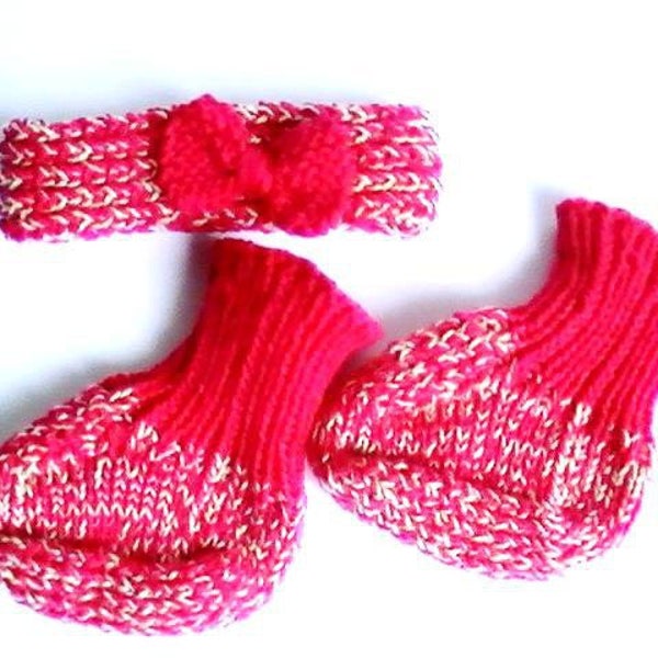 Chaussons et bandeau rose fuchsia pour bébé