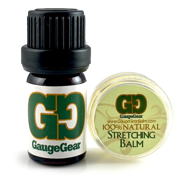 Mini Gauge Gear Balm & Blend Aftercare Set - 0.15 oz Ear Stretching Balm | 2 mL Daily Conditioining Oil | Use for Stretched Ears, Piercings
