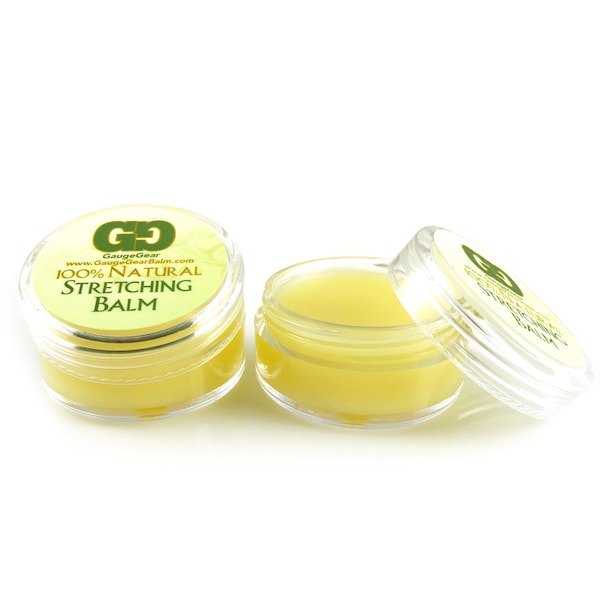 Twin Pack Ear Stretching Balm (2 Jars) Gauge Gear 10mL Piercing Aftercare, Stretched Ear Aftercare, For Plugs, Tapers, Tunnels, Expanders