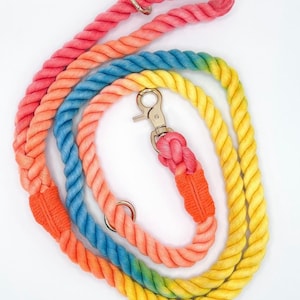 Cotton Rope Dog Leash | Ombre Dog Leash | Handmade Rope Leash | Boho Dog Leash | Soft Dog Lead | Pet Leash for Small to Large Dogs