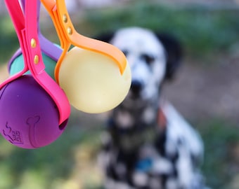BioThane Fetch Toy | Dog Tug Toy | Ball with Handle | Reward Toy for Dogs | Durable Dog Toy | Working K9 Tug | New Dog Gift