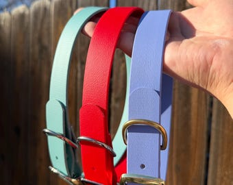 1” BioThane Dog Collar | Waterproof Dog Collar | Custom Fit Collar | Durable Pet Collar | Gold or Silver Hardware | Rainbow Buckle Option