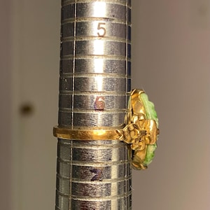 Vintage Hand-Carved Chinese Jade Ring made of 10K Gold Filled, c. 1930 image 8