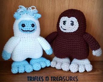 bIGfOOT and yETI Stuffed Toy Crochet Pattern~PDF Download
