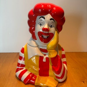 Vintage 1997 McDonalds Ceramic Ronald McDonald Cookie Jar by Treasure Craft in Box and the plastic very Rare Like New Condition