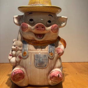 Farmer Pig Cookie Jar - Etsy