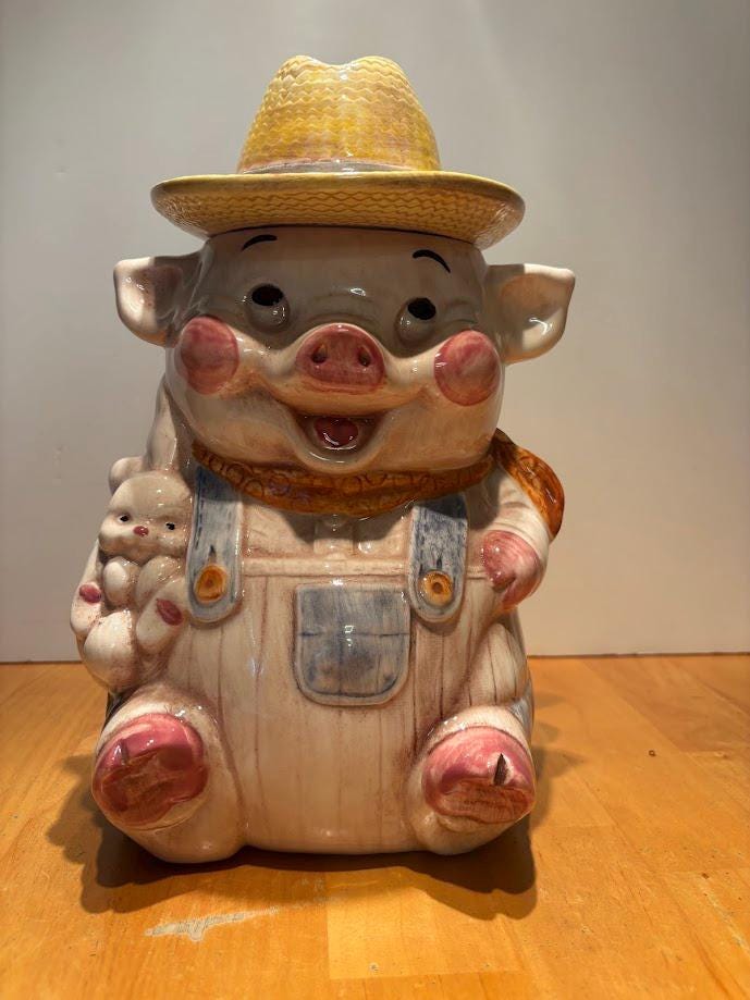 Farmer Pig Cookie Jar - Etsy
