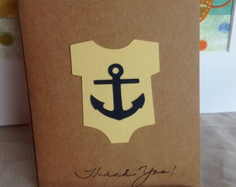 Thank you card sets, Nautical Thank you cards, baby shower thank you cards. bulk thank you cards, thank you notes. Onesie thank you cards.