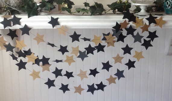 Black And Gold Star Garland Star Wars Garland Party Etsy