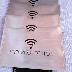 RFID Credit Card Signal blocking Protection Sleeve, Protection for Credit Card. Set of 4 Sleeves.
