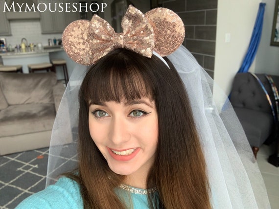 Rose Gold Sequins Minnie Mouse Ears, Mickey Ears, Rosegold  display picture 1