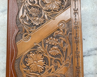 Bible and cover, tooled leather