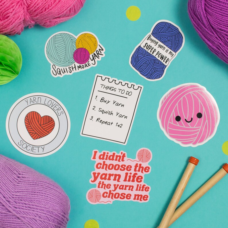 Yarn Vinyl Stickers Etsy