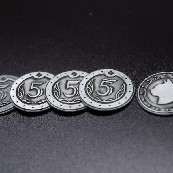 Pirates Cache 5 Denomination - Luxury Metal Coins for Board Games | Larp | Cosplay | RPG