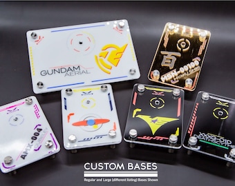 Premium Gunpla Acrylic Display Base with Standoffs | 1/100 and 1/144 MG HG RG | Wall Mountable | Customizable | Hardware Included