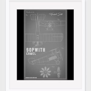 Sopwith Camel Blueprint Poster 11x18 Art Poster - Von Wade Piche