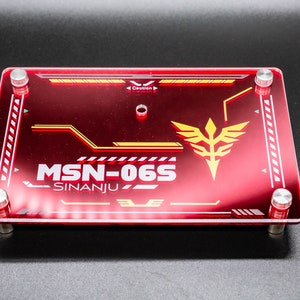 Premium Gunpla Acrylic Sinanju Display Base with Standoffs | 1/100 and 1/144 MG HG RG | Wall Mountable | Hardware Included