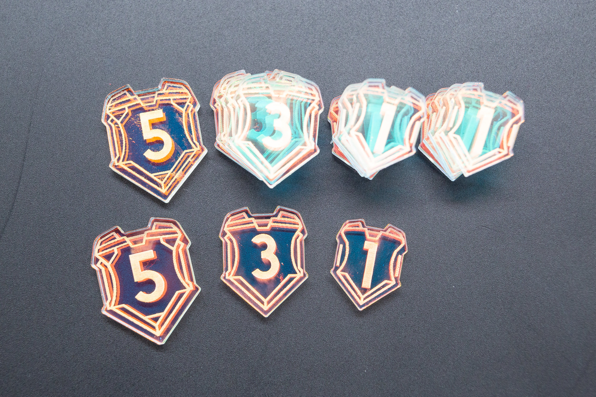 Iridescent Acrylic Damage Counter TCG Token Set