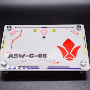 Premium Gunpla Acrylic Barbados Display Base with Standoffs | 1/100 and 1/144 MG HG RG | Wall Mountable | Hardware Included