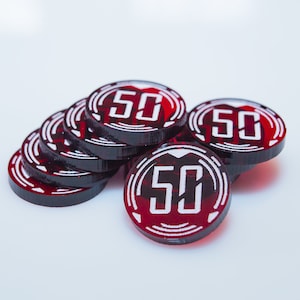 Acrylic 50 Damage TCG Counter Tokens