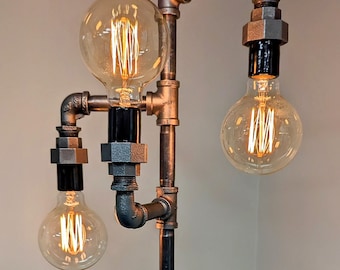 Industrial Pipe Standing Light - Edison Floor Lamp - Valve Switch Lamp