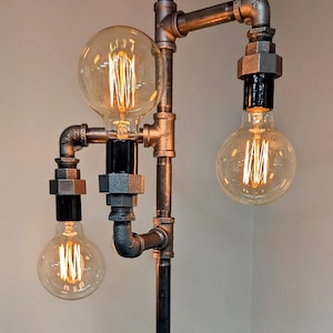 Industrial Pipe Standing Light - Edison Floor Lamp - Valve Switch Lamp
