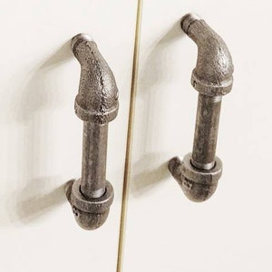 Retro Antique Look Handmade Industrial Drawer Handles - Pipe Furniture Pulls - Kitchen and Bathroom Door Cabinet