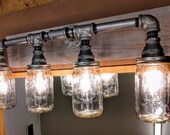 Industrial Vanity Lighting - Rustic Bathroom Light Fixture - Mason Jar - Galvanized Grey
