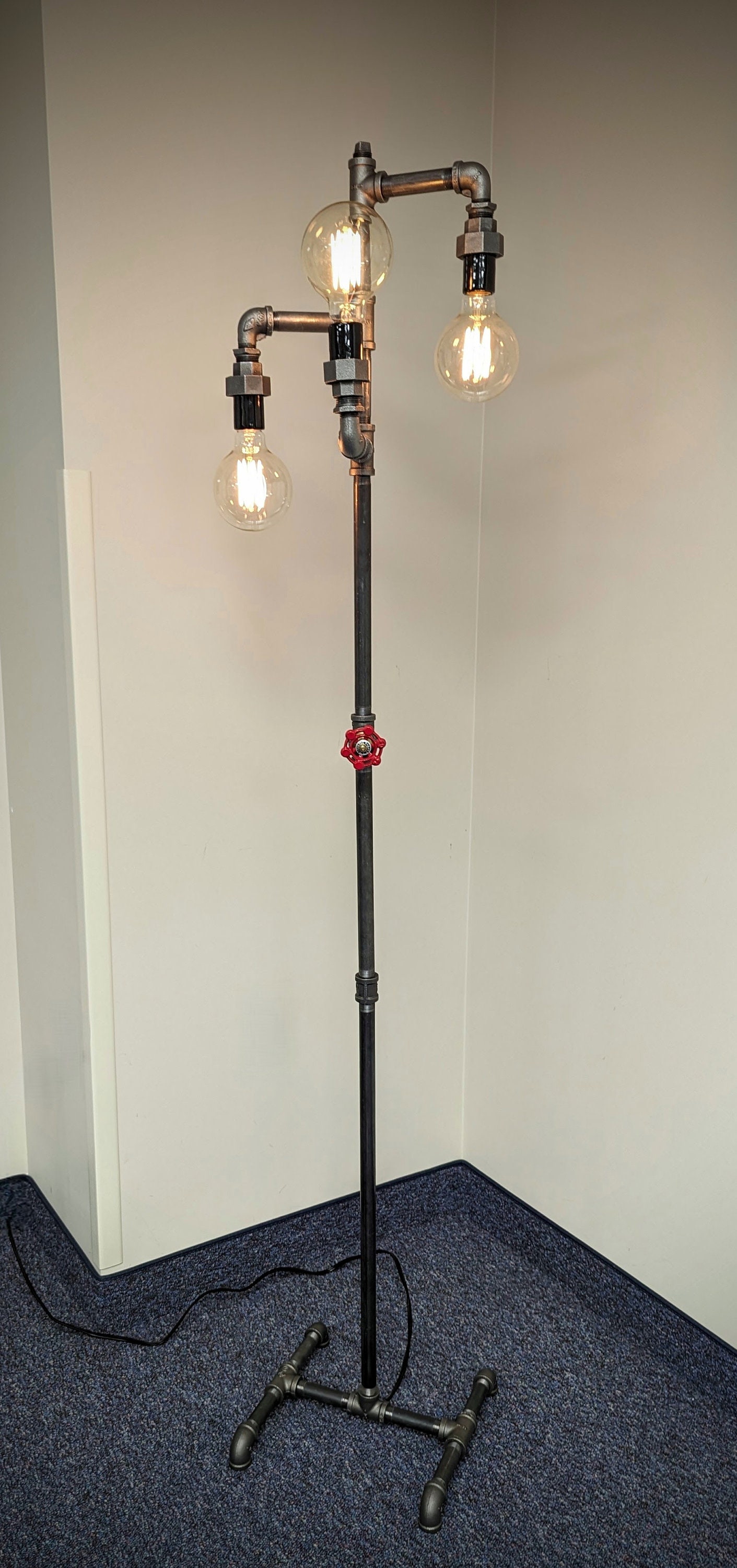 Industrial Pipe Standing Light - Edison Floor Lamp - Valve Switch Lamp -  Etsy, image size:1411x3000