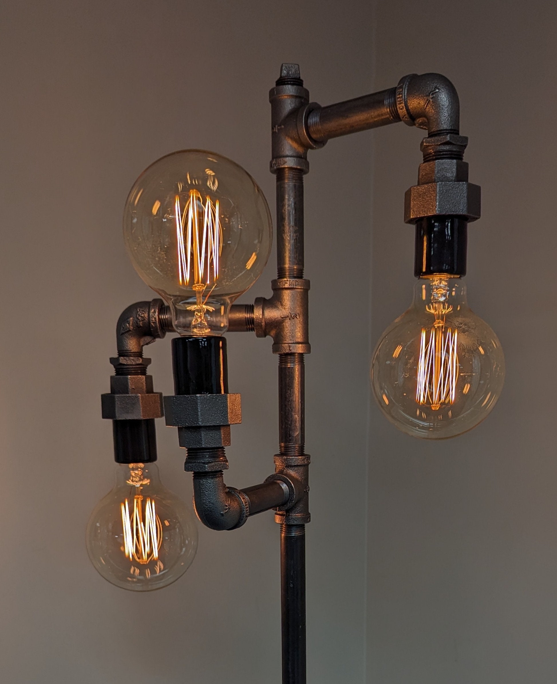 Industrial Pipe Standing Light - Edison Floor Lamp - Valve Switch Lamp -  Etsy, image size:1946x2389