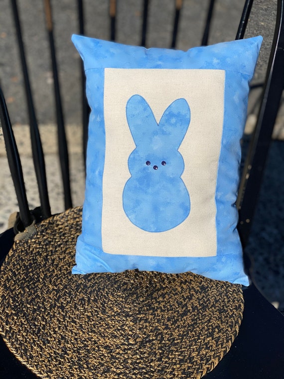 Pillow - Peeper Bunny in Blues Quilted Pillow - #QP-137