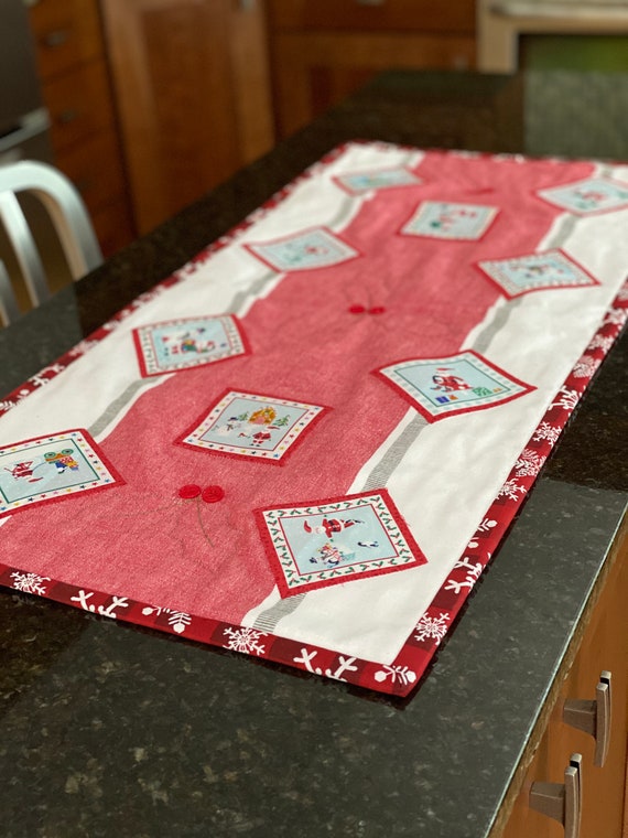 Table Runner - From our RagsToRunners Collection - Santa is Here Quilted Table Runner - #QR-51