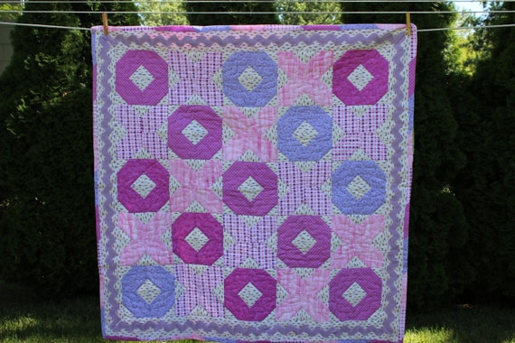 Baby Quilt - Baby Girl Hugs and Kisses Quilt - #BQ-001