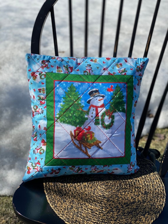 Pillow - Mr. Blizzard the Snowman Quilted Pillow - #QP-114