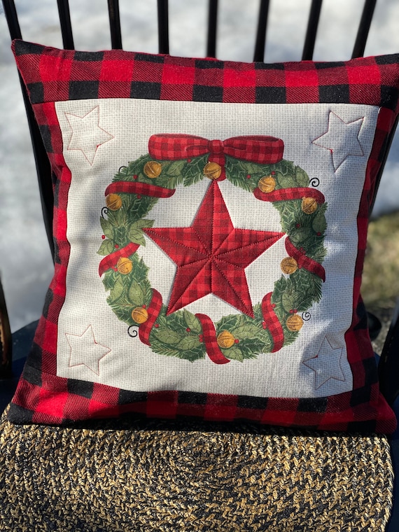 Pillow - Star Wreath Quilted Pillow - #QP-132