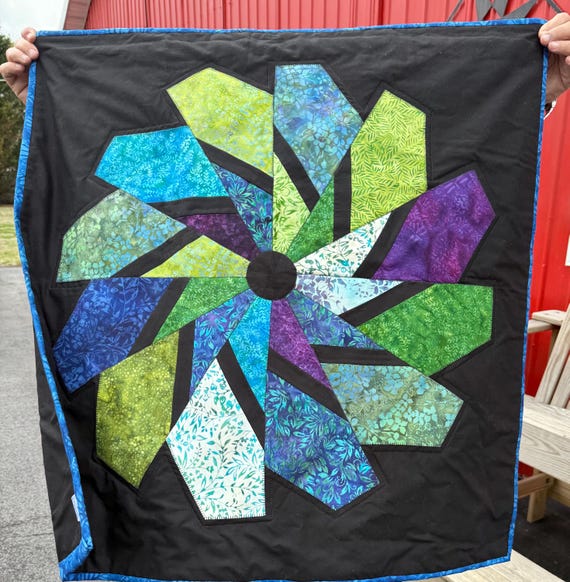 Wall Hanging - Stained Glass Daisy Quilted Wall Hanging - #WH-20