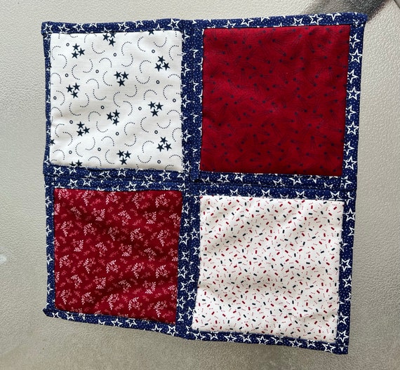 Candle Pad - Blue & Red Americana Quilted Candle Pad - #CP-16