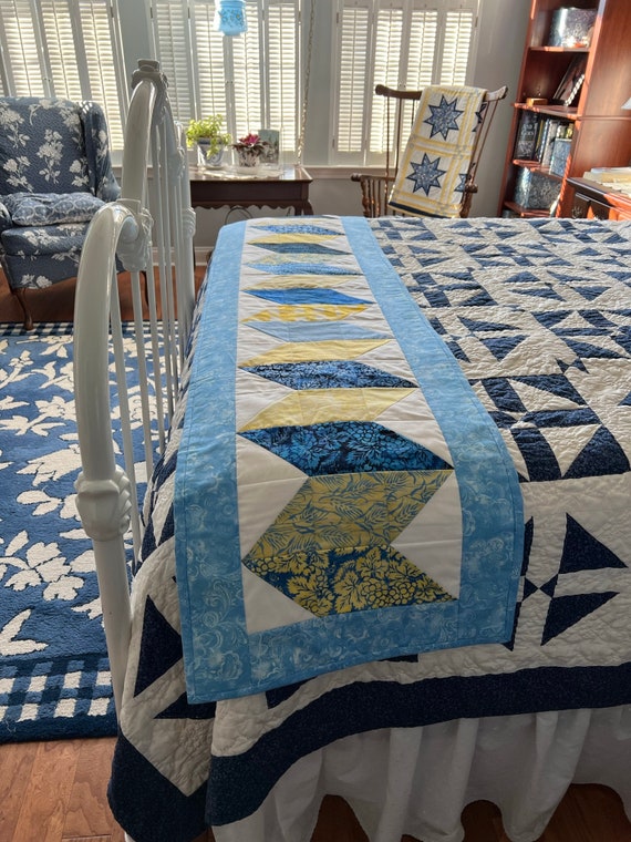 Bed Runner - Island Waves Batik Quilted Bed/Table Runner - #BR-2