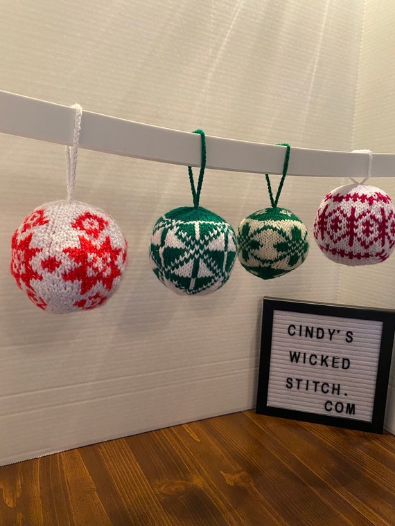 Ornaments - Scandinavian Knitted Ornaments Set of 4 - #KBS-19