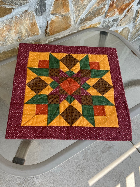 Table Topper - Fall Mountain Star Quilted Table Topper - #MQ-19