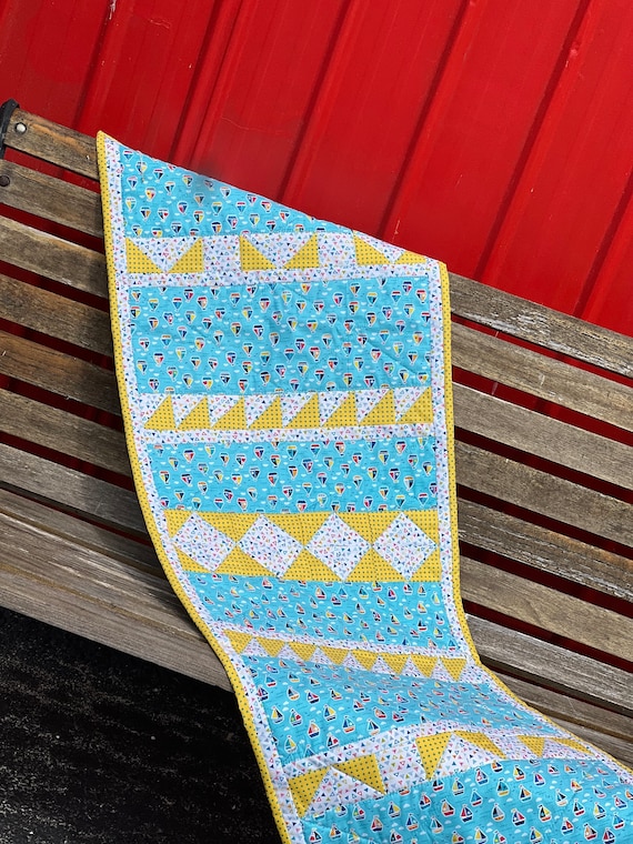 Table Runner - Sail Away Quilted Reversible Table Runner - #QR-78