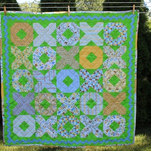 Baby Quilt - Baby Boy Hugs & Kisses Quilt - #BQ-002