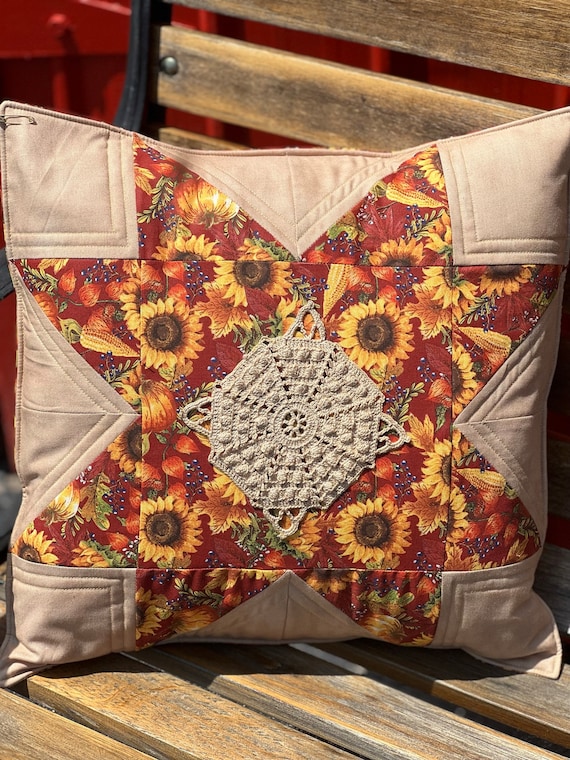 Pillow Set - Harvest Lace Star Quilted Pillow Set - #QP-168